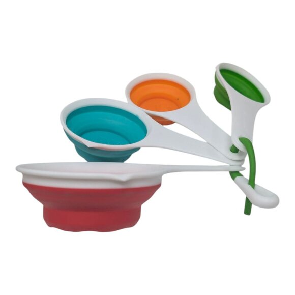 Measuring Spoon Cup LOT 5 Measuring Spoons 4 Collapsible Measuring Cups Silicon - Picture 5 of 10